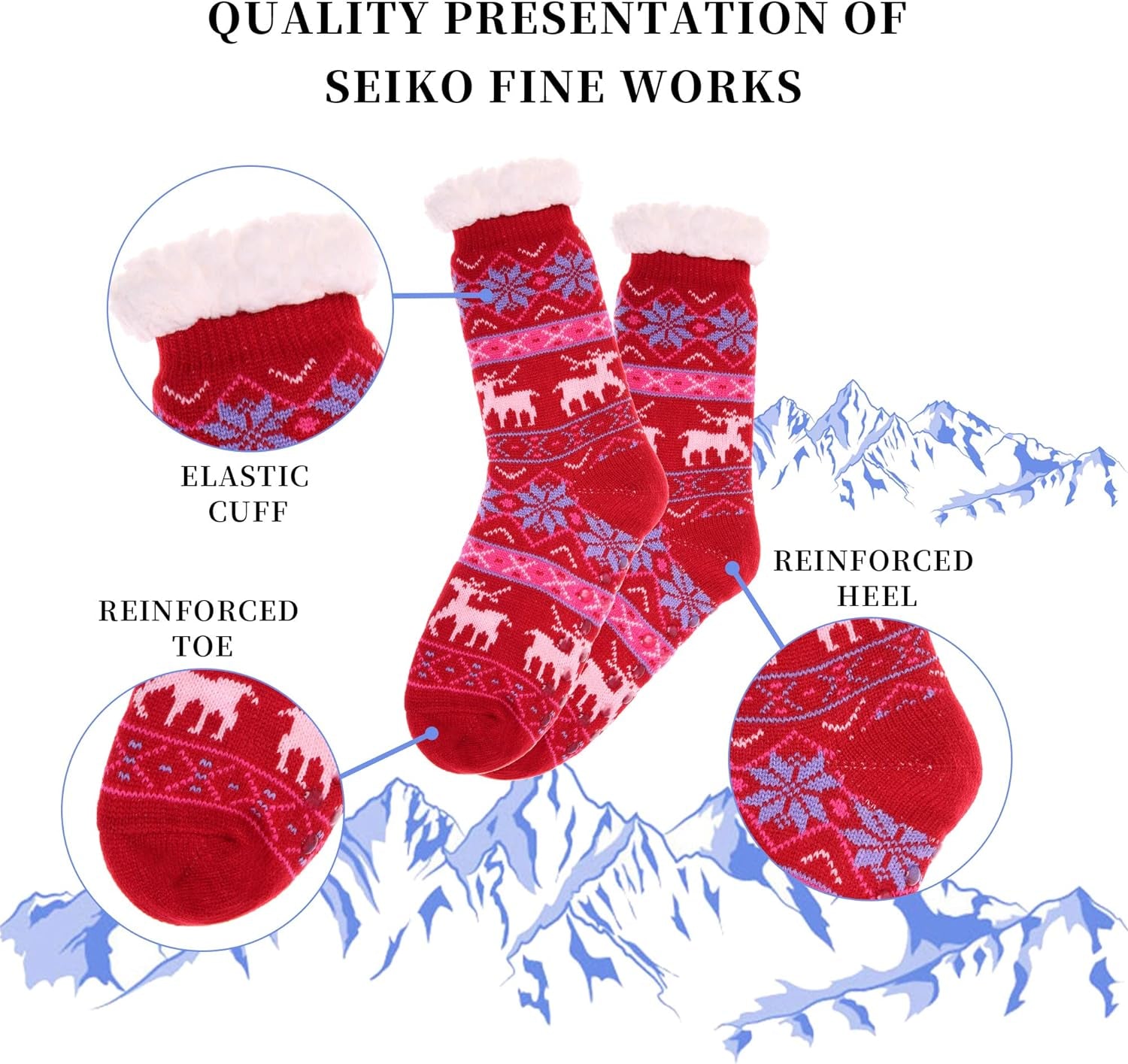 Fuzzy Slipper Socks for Women with Grips Cozy Soft Winter Non Slip Warm Socks