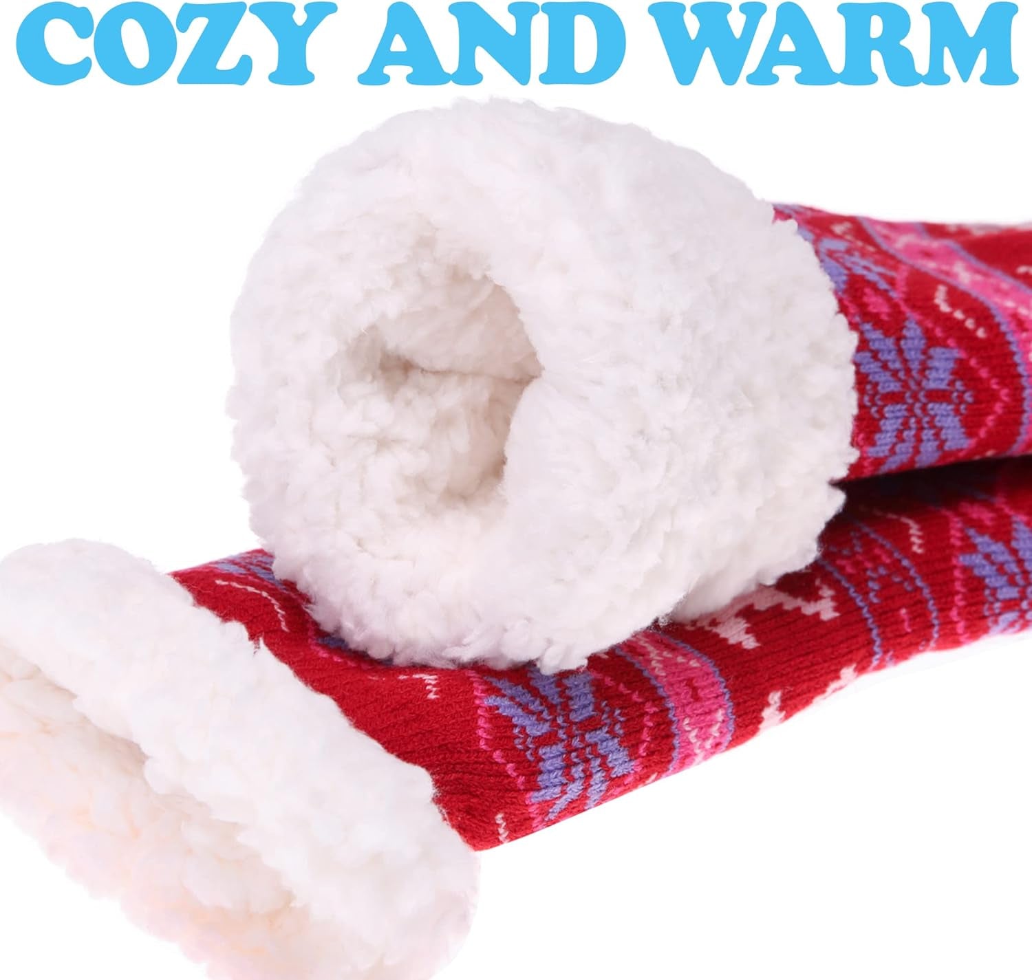 Fuzzy Slipper Socks for Women with Grips Cozy Soft Winter Non Slip Warm Socks