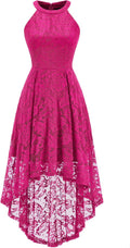 Women Halter Lace Wedding Guest Dress Hi-Lo Cocktail Party Bridesmaid Formal Dresses