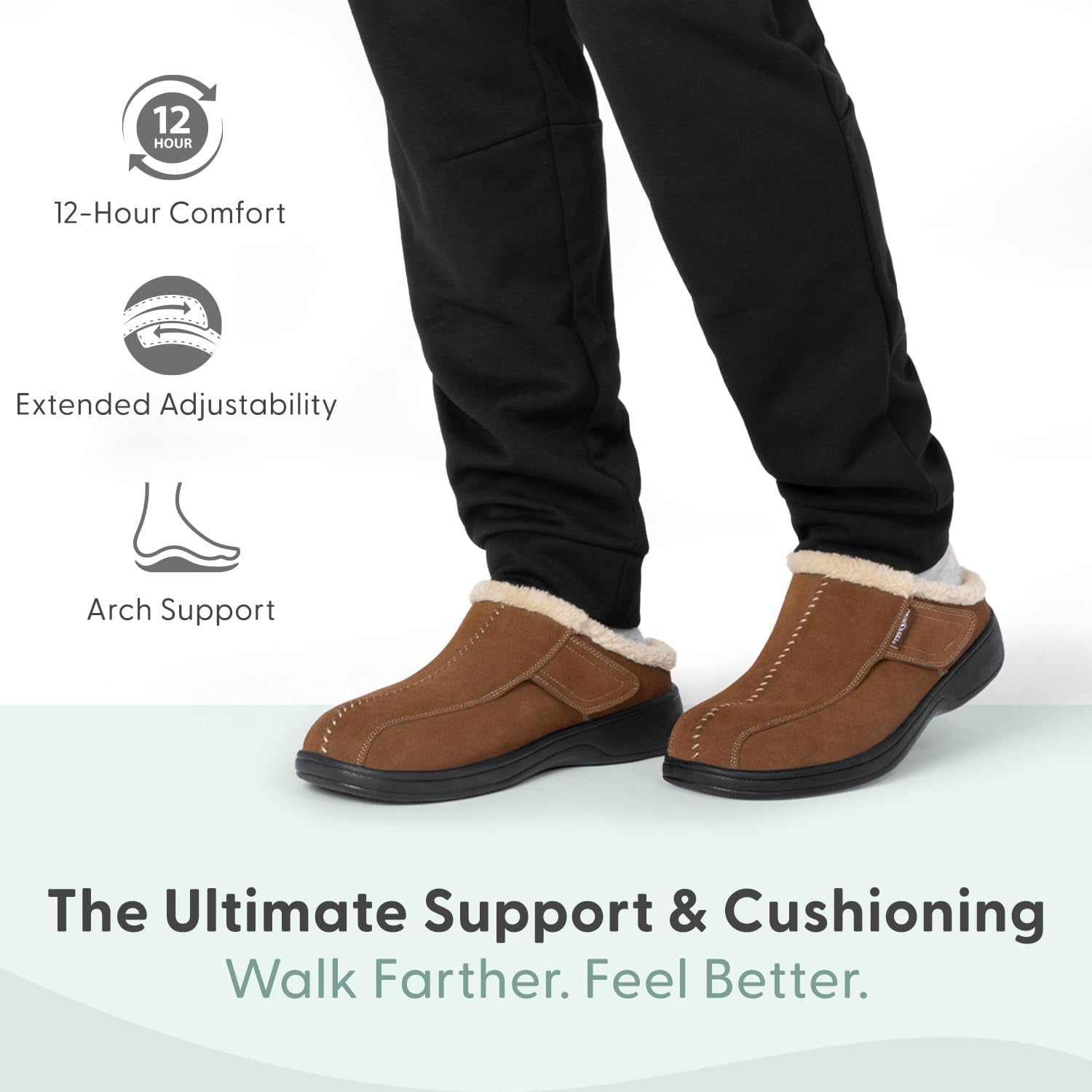 Men'S Orthopedic Asheville Adjustable Faux Fur Lined Slipper